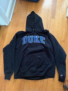 Champion Black Hoodie with Blue DUKE Applique